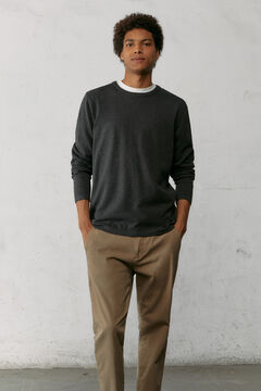 Springfield Essential jumper with elbow patches grey mix