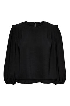 Springfield Round neck blouse with puffed sleeves fekete