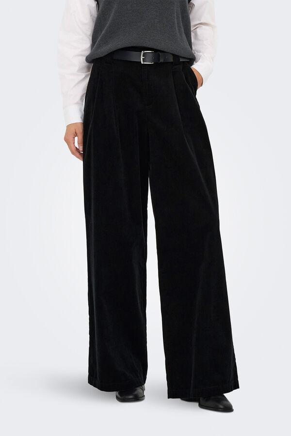 Only Pantal&oacute;n wide leg de pinzas negro