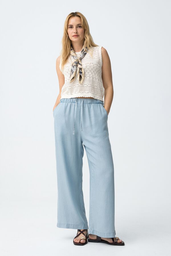Tiffosi Pantal&oacute;n wide leg azul