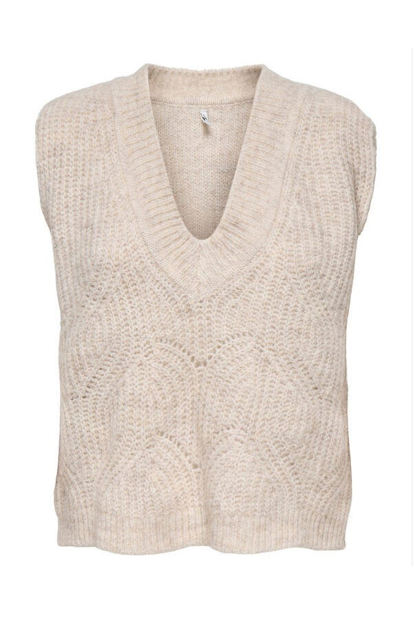 Only Structured V neck gilet brown