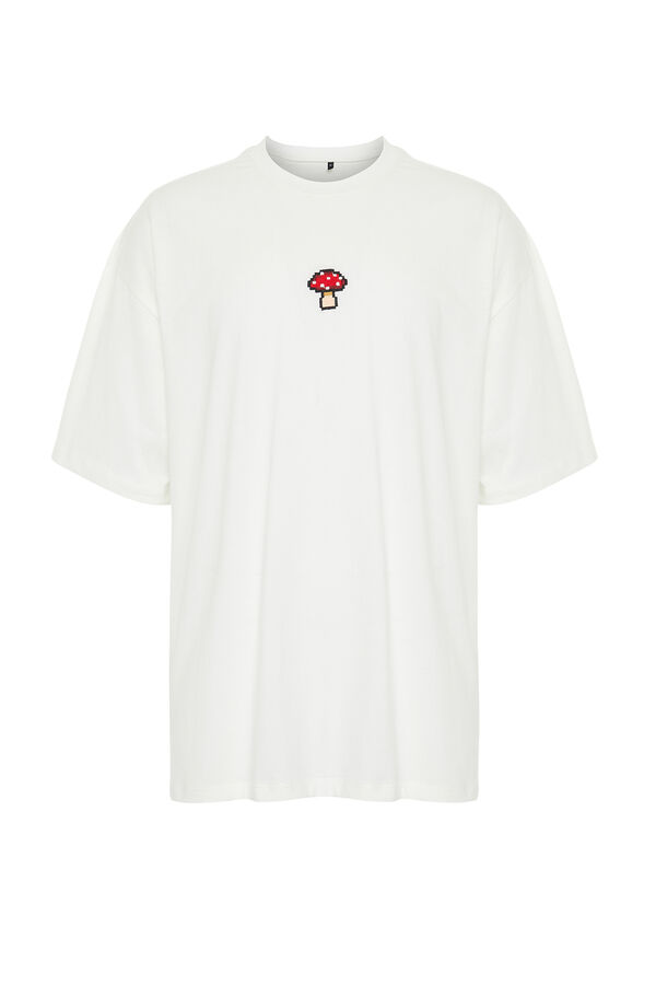 Trendyol Camiseta oversize manga corta marfil