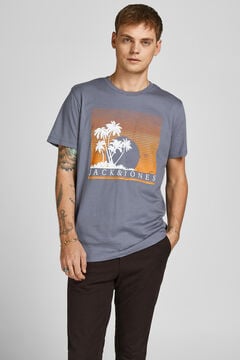 Springfield Short-sleeved T-shirt with palm print lila