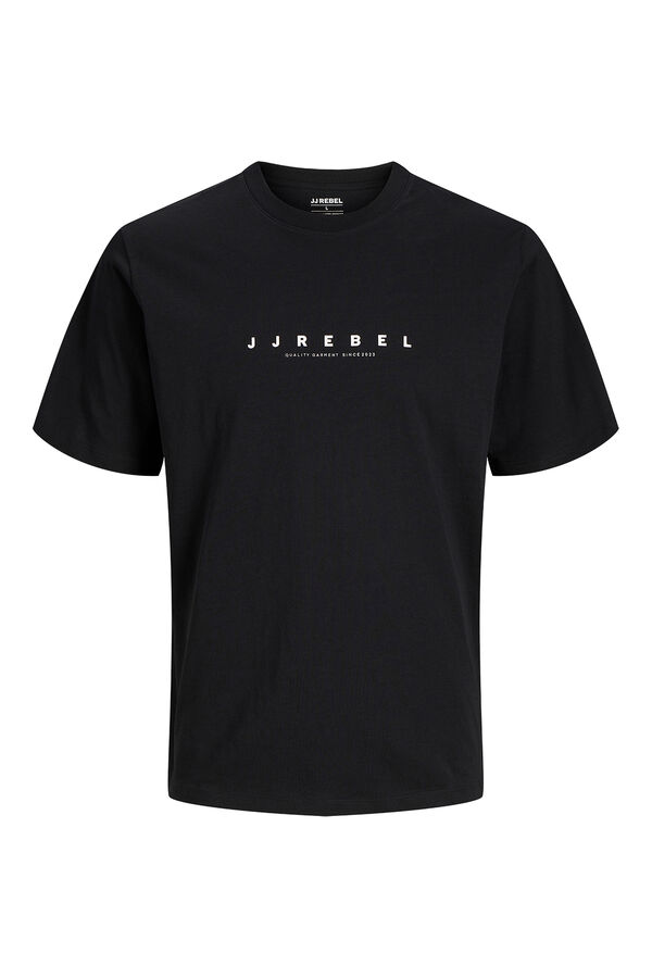 JJ REBEL kurz&auml;rmelig T-Shirt mit schlichtem Logo Schwarz