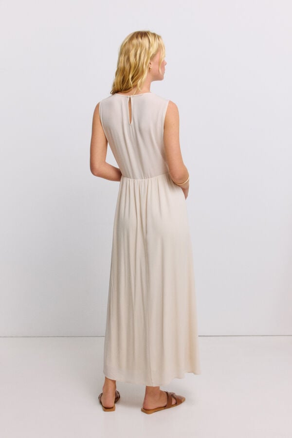 Springfield Crochet sleeveless dress brown