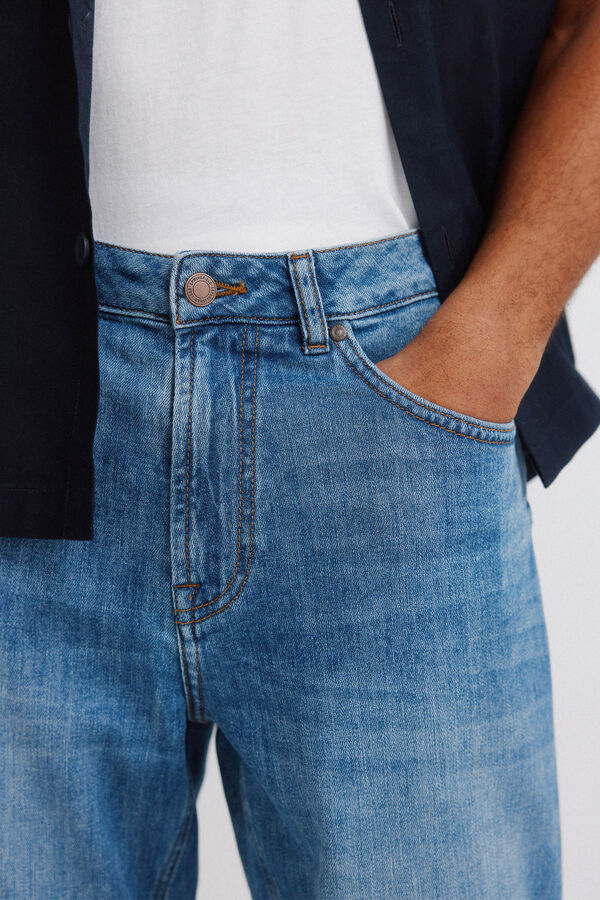 Springfield Ultralight mid-wash slim fit jeans blue