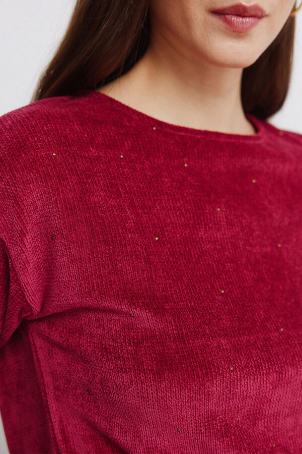 Springfield Camiseta chenilla tachas burdeos