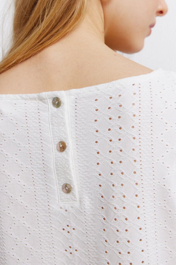 Springfield T-shirt al&ccedil;as em crochet bege