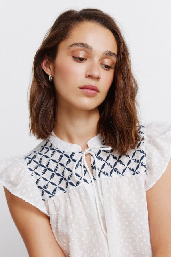 Springfield Blouse &agrave; volants en plumetis blanc