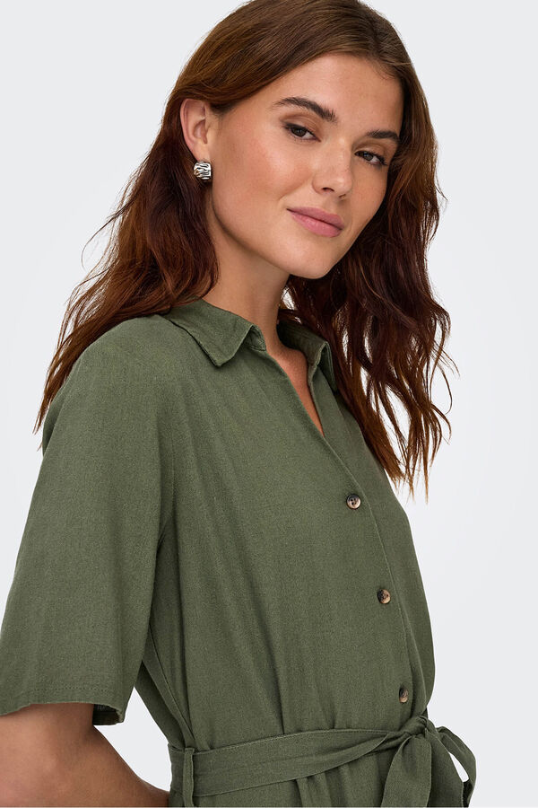 JDY Vestido midi lino verde