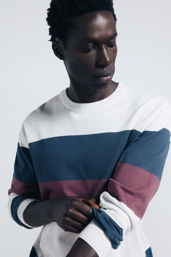 Springfield Jersey rayas bloque color burdeos