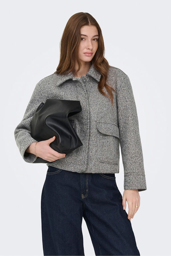 Only Short textured jacket grey