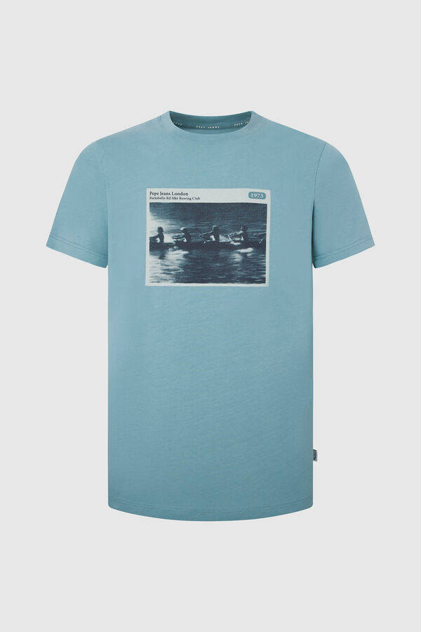Springfield Photo print T-shirt steel blue