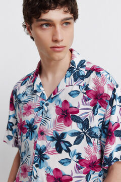 Springfield Printed viscose short sleeve shirt