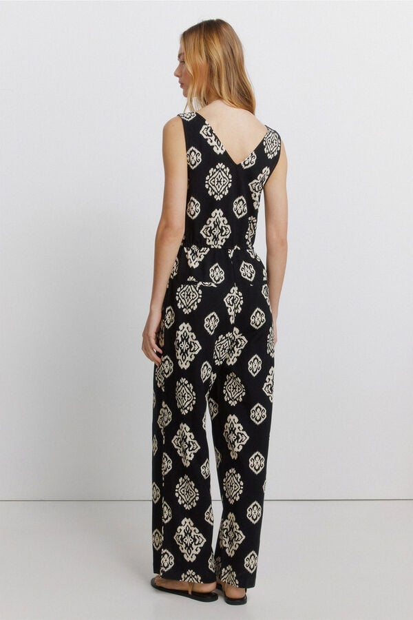 Springfield Printed sleeveless jumpsuit black