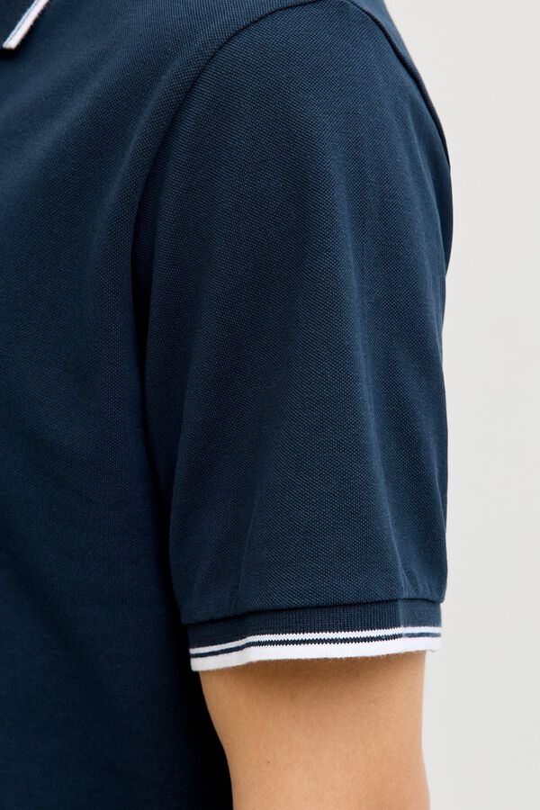 JJ REBEL Polo regular fit punto piqu&eacute; azul