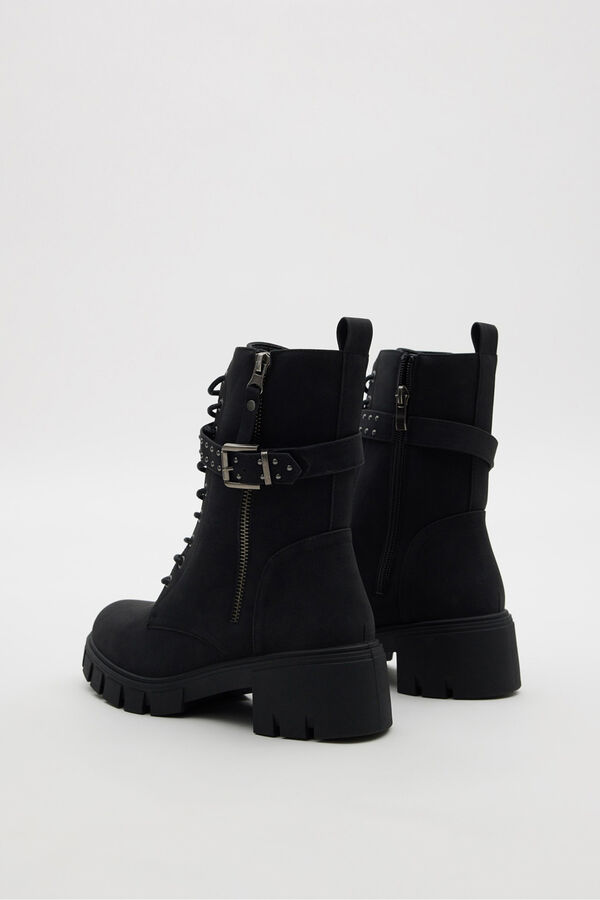 Inside Botines con cordones y cremallera negro