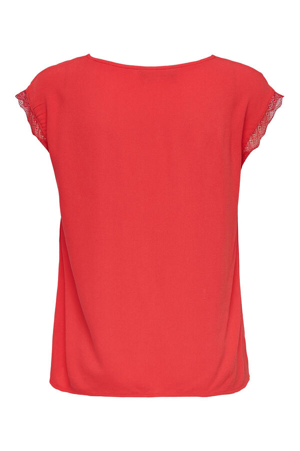 Only Short-sleeved lace blouse burgundy