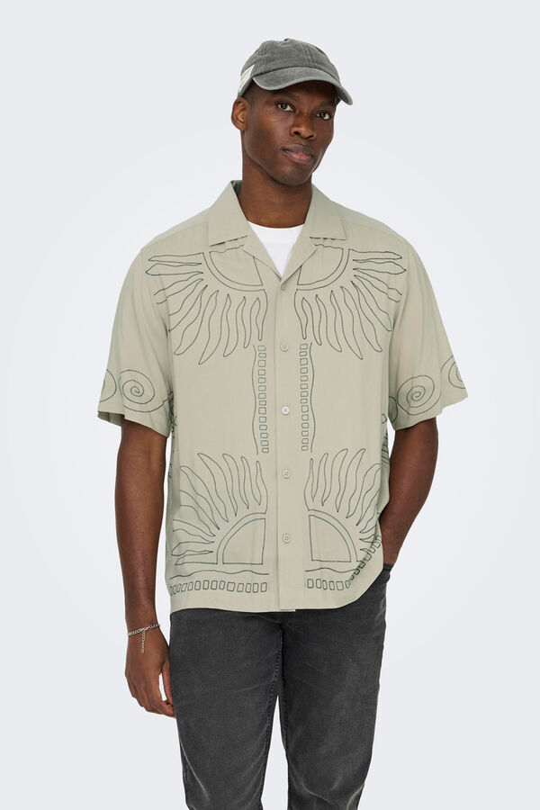 Only & Sons Kurzarm-Hemd Gr&uuml;n