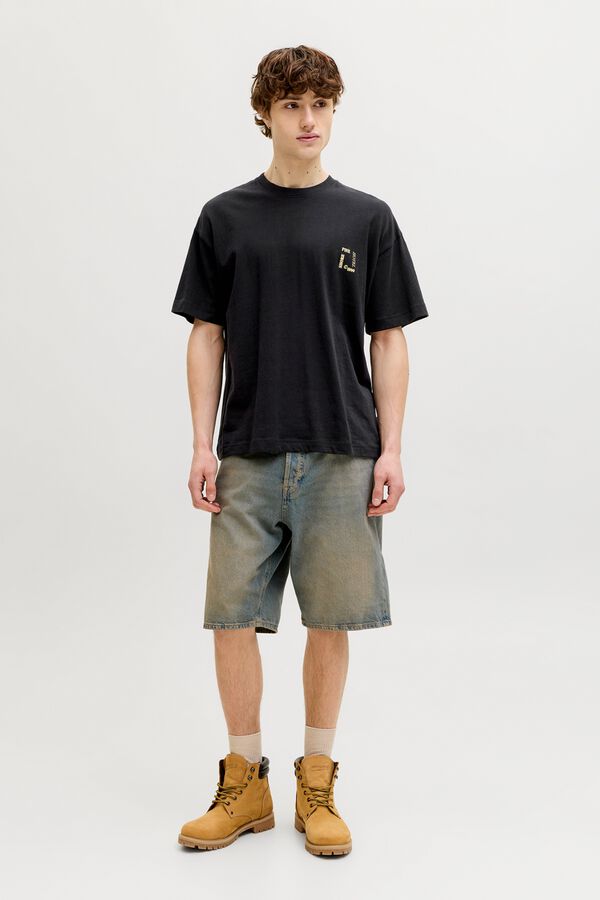 Jack & Jones T-shirt loose em algod&atilde;o preto