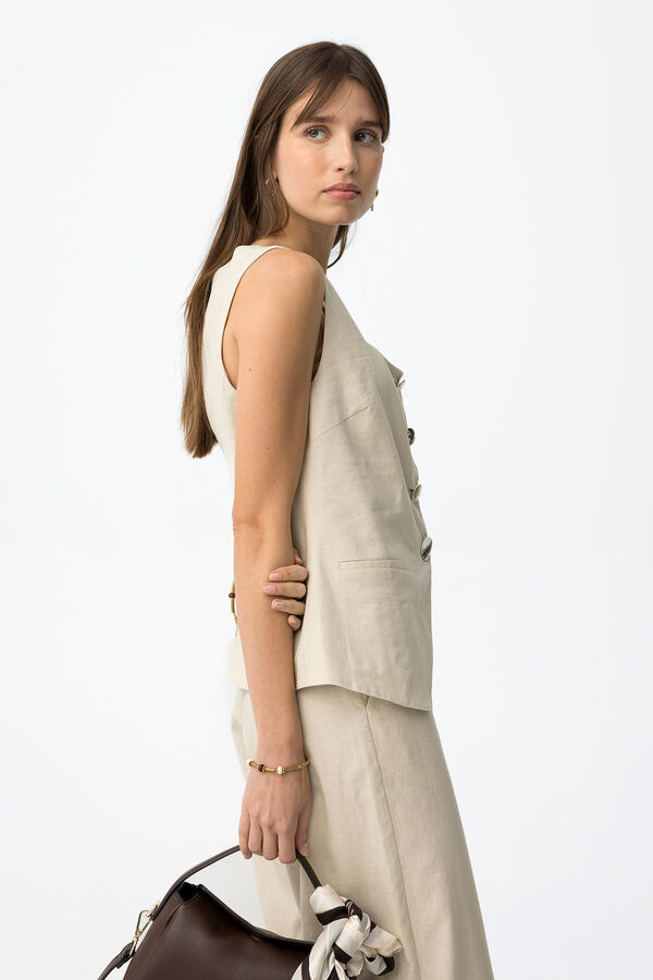 Tiffosi Top slim sin mangas beige