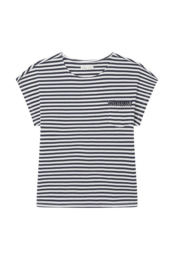 Springfield T-shirt with braided detail and pocket navy