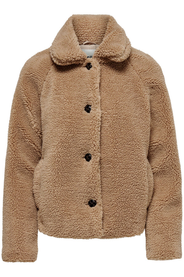 Springfield Faux shearling buttoned coat brown
