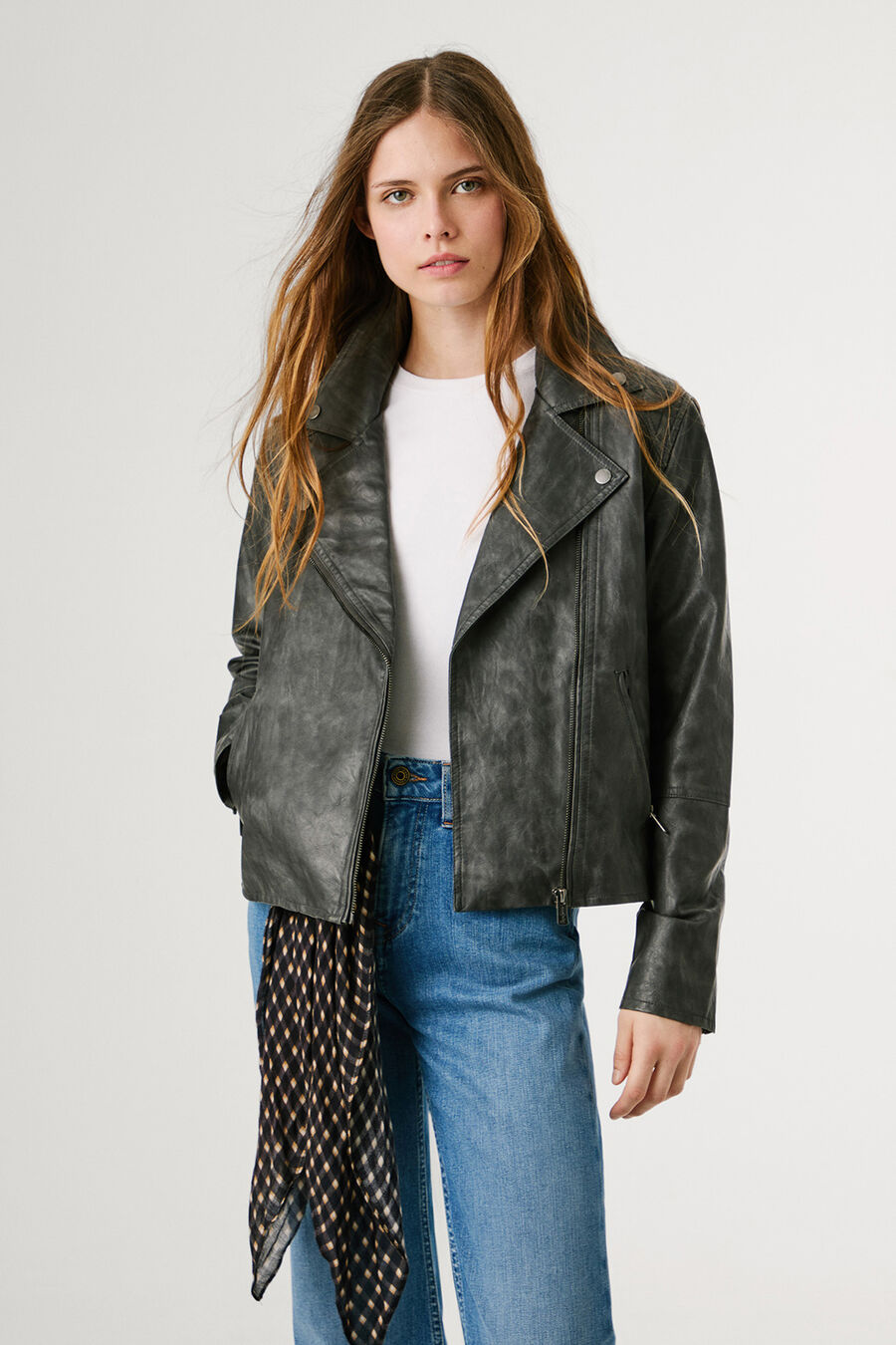 Cazadora Biker Efecto Piel