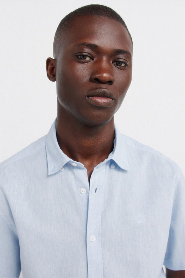 Springfield Linen short sleeve shirt blue