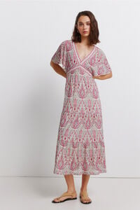Springfield Printed short sleeve midi dress