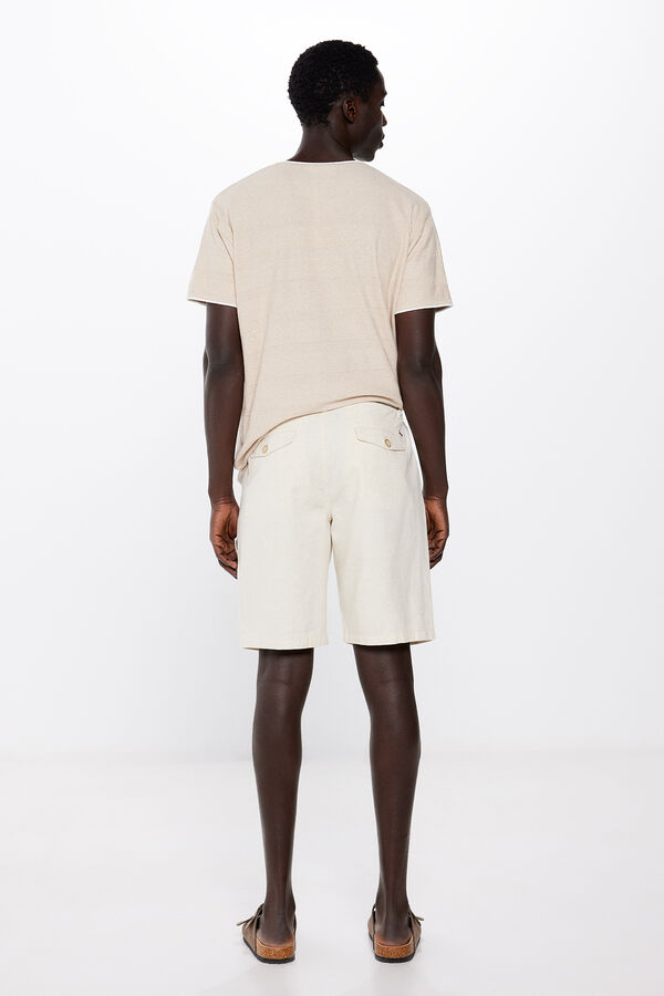 Springfield Comfort fit linen Bermuda shorts natural