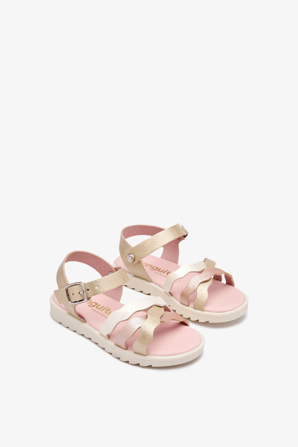 Conguitos Sandalias tiras onduladas con hebilla beige