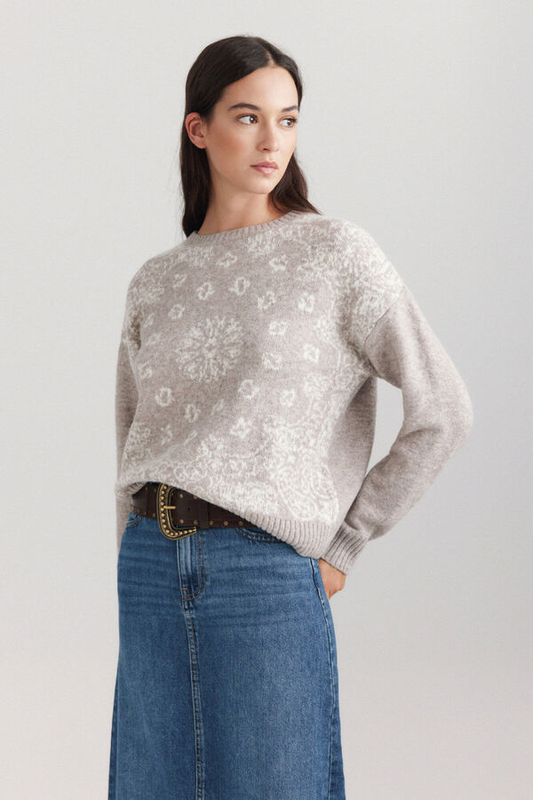 Springfield Paisley jacquard jumper nude