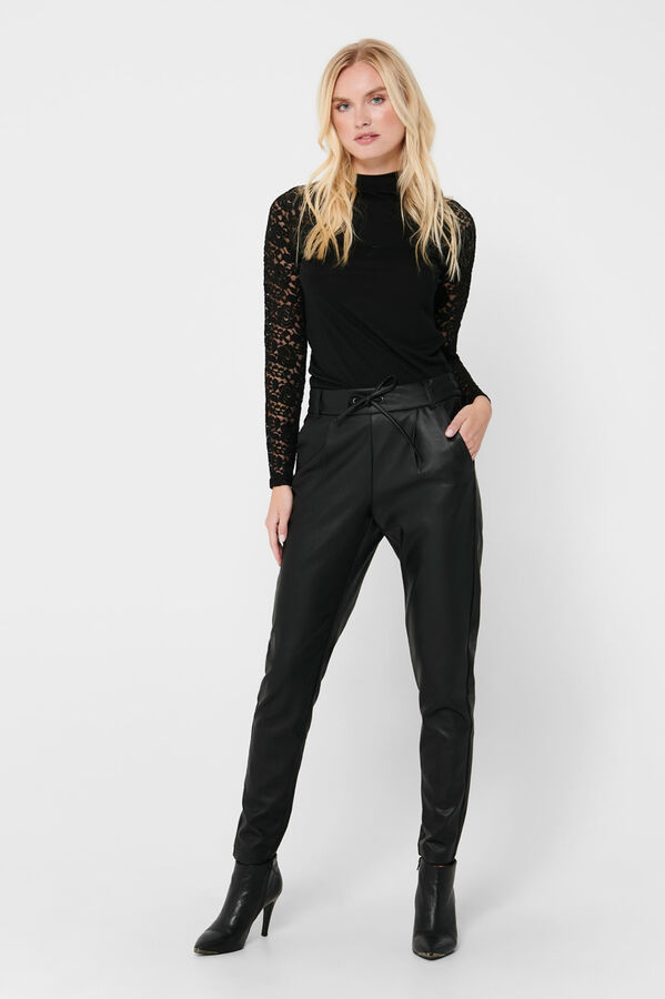 Springfield Faux leather drawstring trousers noir