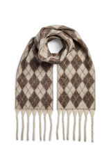 Pieces Bufanda cuadros flecos marrón