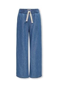 Only Girls Pantal&oacute;n vaquero ancho con cintura fruncida y cord&oacute;n