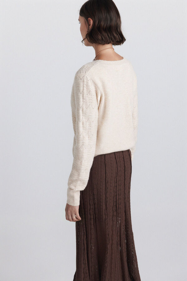Springfield Openwork knit button jumper beige