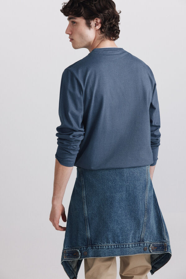 Springfield Striped double neck long sleeve T-shirt blue
