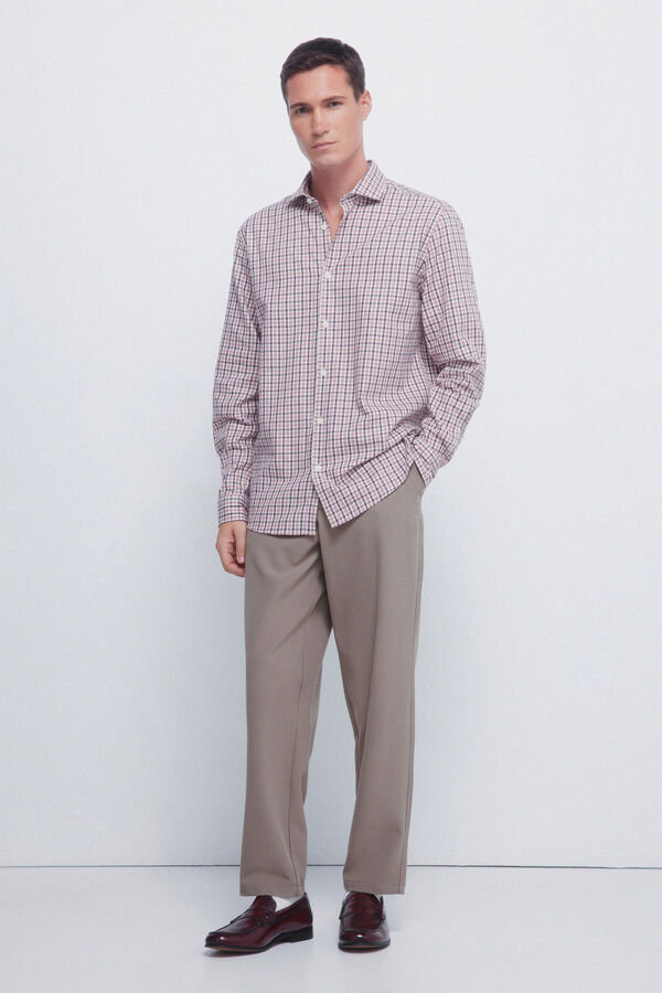 Springfield Camisa cuadros pequeños rosa