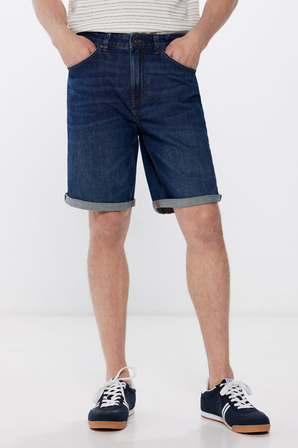 Springfield Ultra-light regular fit denim Bermuda shorts blue
