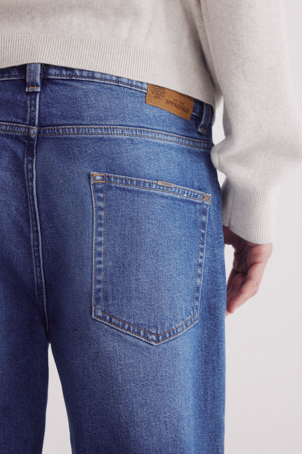 Springfield Slim fit micro-printed chinos pants blue