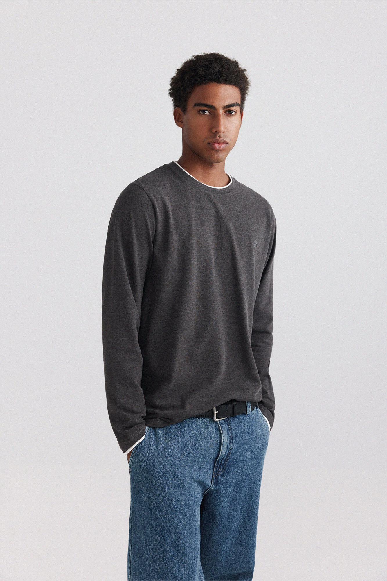 Springfield Melange double neck long sleeve T-shirt