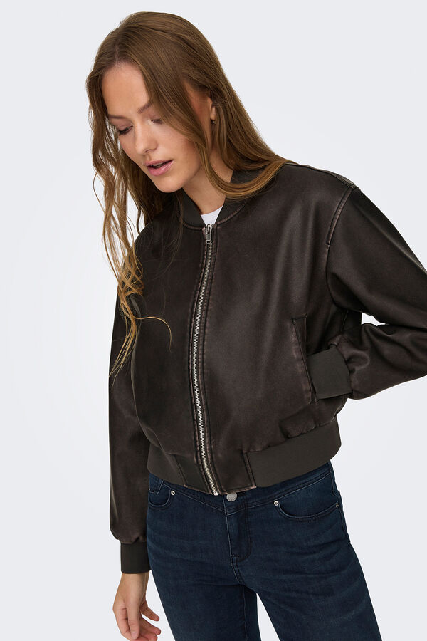Only Chaqueta estilo aviador marr&oacute;n