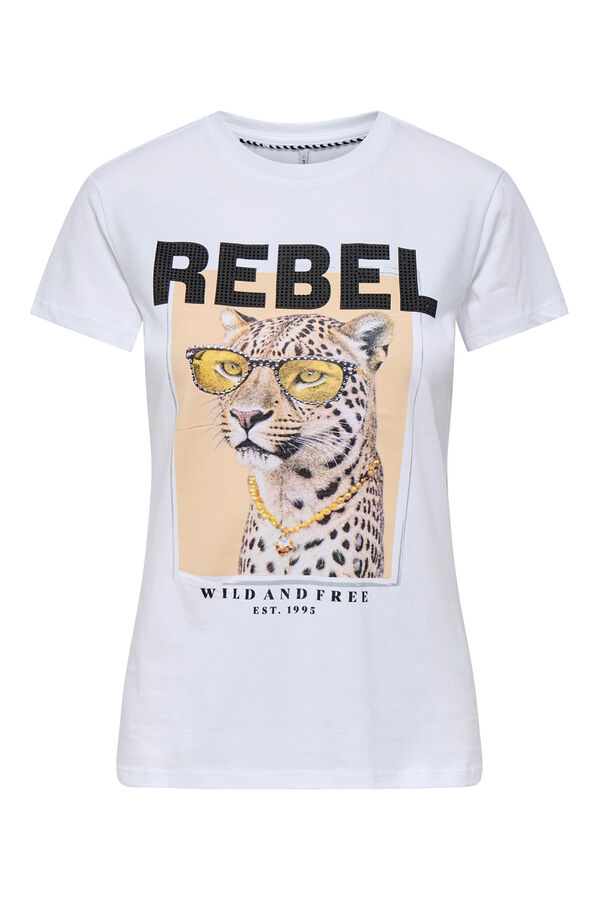 Only short sleeve printed T-shirt Bež