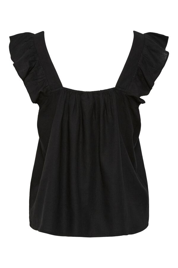Pieces Top de lino de tirantes negro