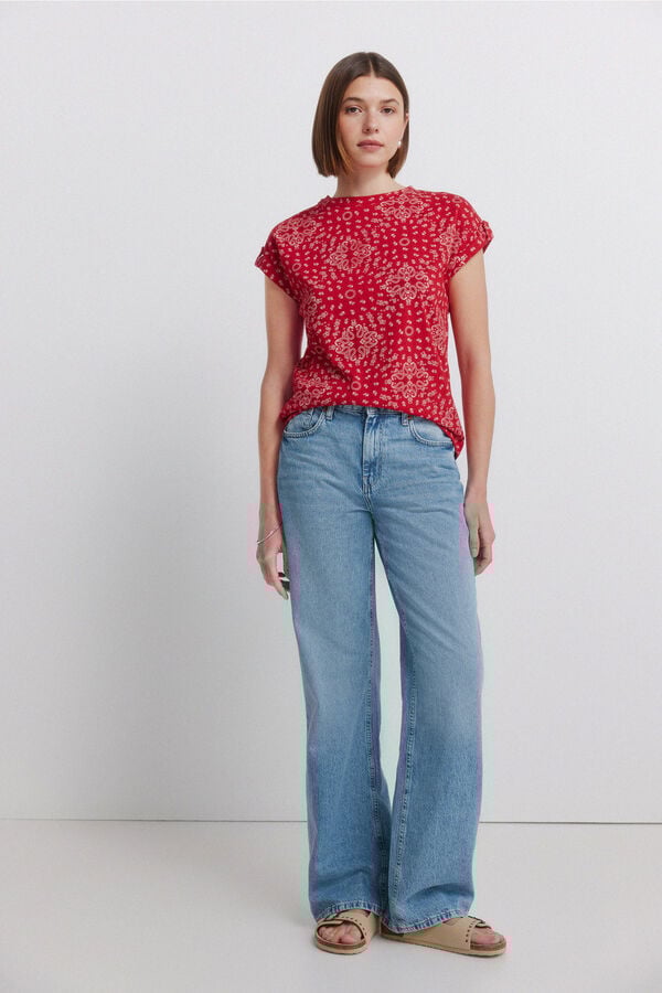 Springfield Folded sleeve T-shirt burgundy