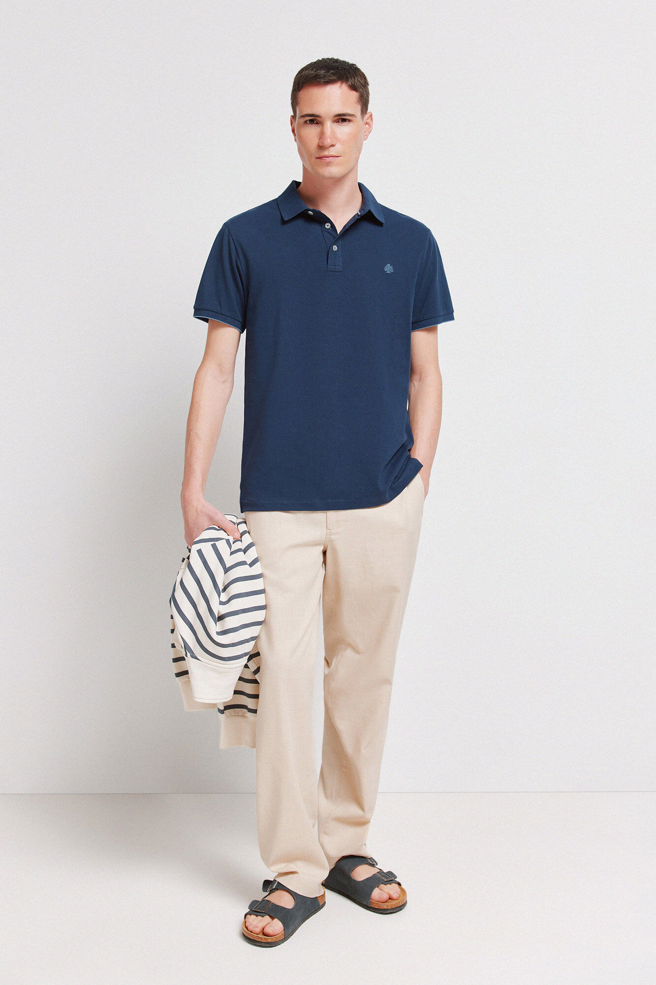 Springfield Piqu&eacute; contrast cuff slim fit polo shirt