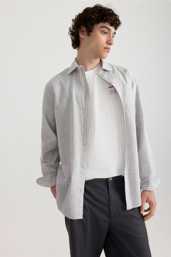 Springfield Striped linen shirt grey