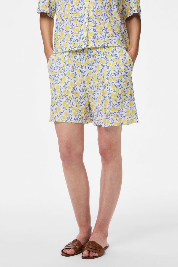 Pieces Short fluido estampado blanco