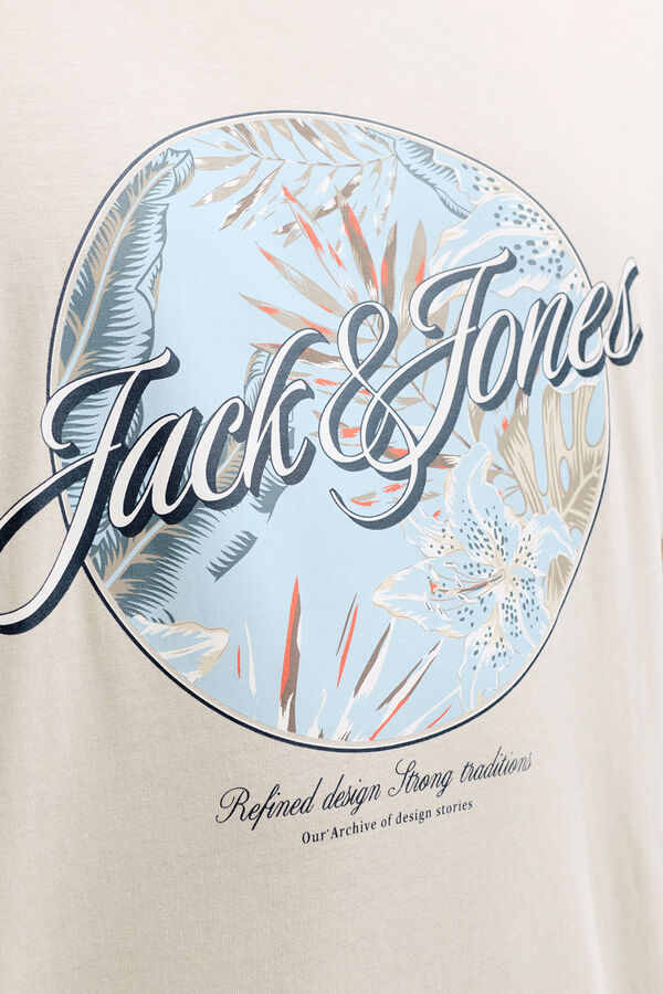 Jack & Jones PLUS Printed cotton T-shirt grey